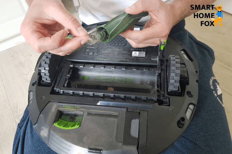 Haare werden mit einer Gummibürste entfernt